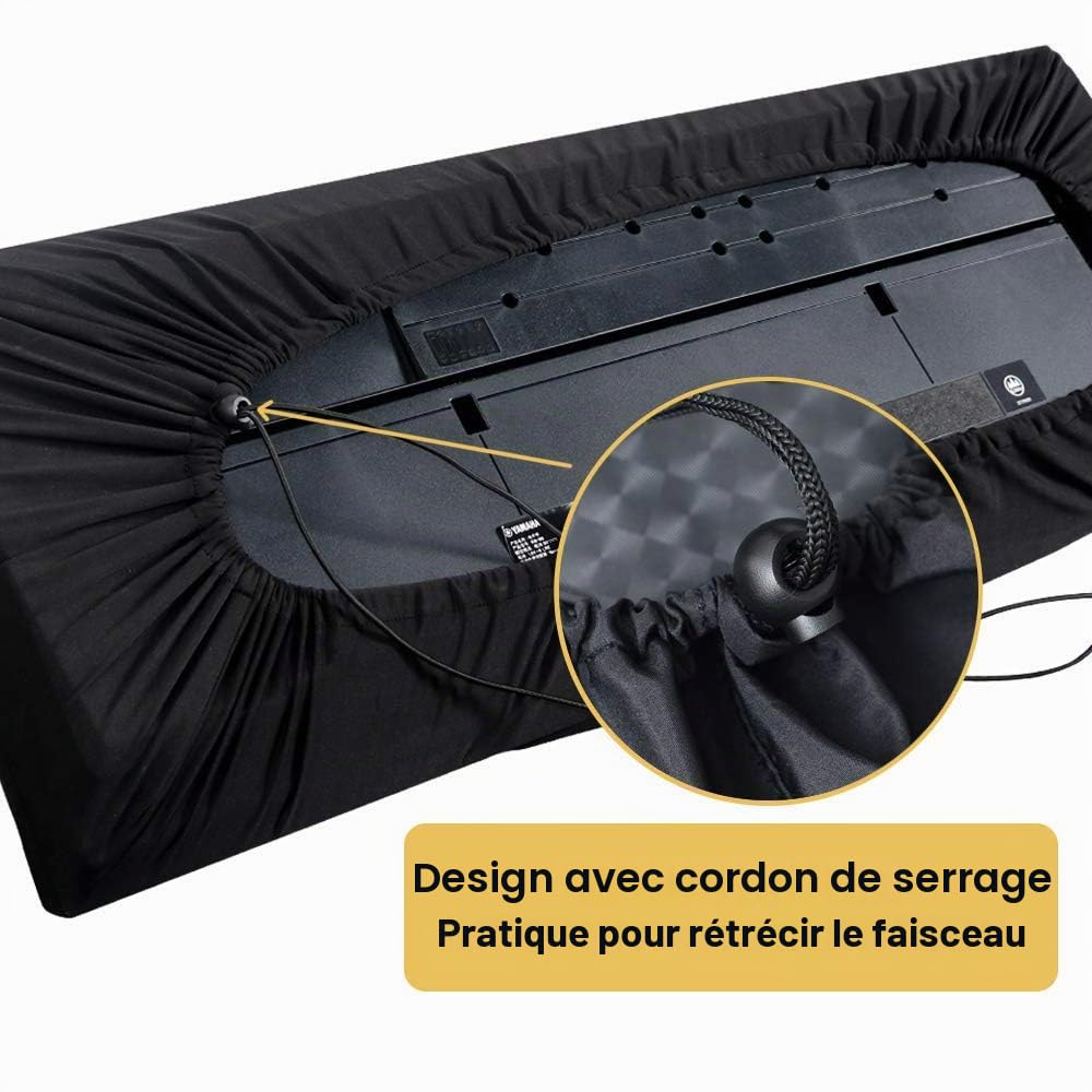 Ruibo Housse pour clavier à 88 touches, housse pour piano électronique avec cordon en tissu Oxford 420D, noir