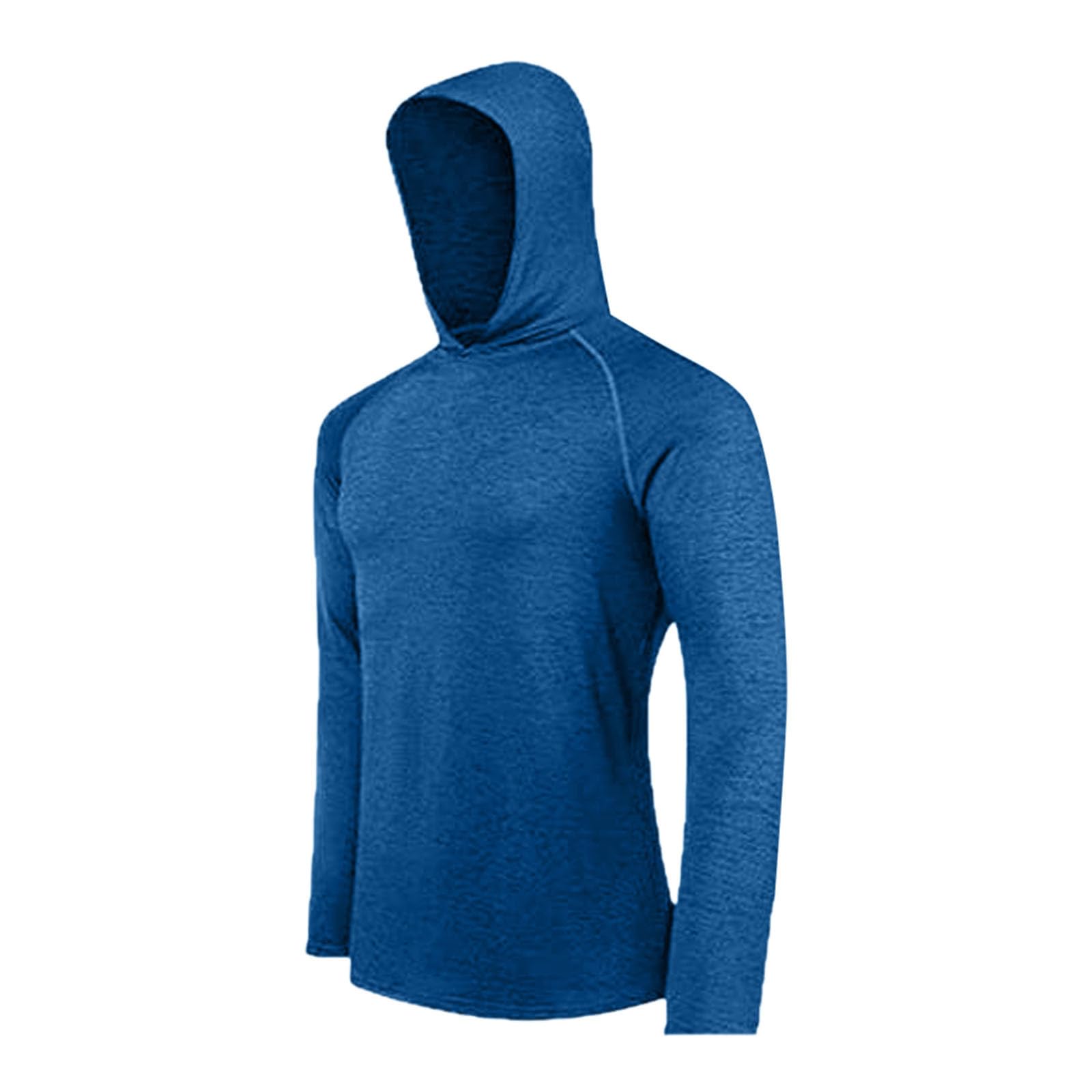 Generisch Felpa leggera con cappuccio da uomo con protezione UV, a maniche lunghe, per sport all'aria aperta e tempo libero, materiale traspirante per corsa, escursionismo e pesca