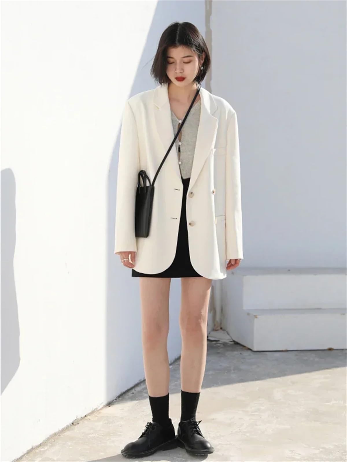 Blazer da Donna Blazer da Donna Casual Tinta Unita a Maniche Lunghe, Cappotti Coordinati, Elegante Abbigliamento Ufficio, Primavera Autunno