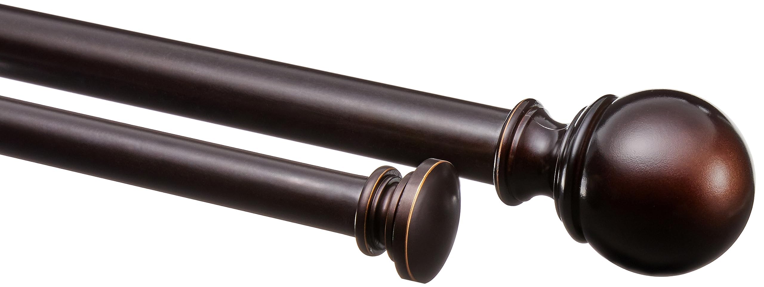 Amazon Basics Barra de cortina extensible doble con remates redondos, de 183 a 366 cm, color bronce