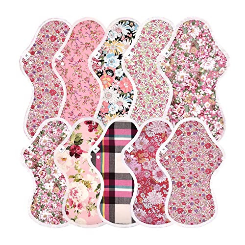 布ナプキン 夜用 10枚セット オーガニック コットン 防水 一体型 L LL ロング タイプ お試し 吸水 ナプキン 2種 v17 レッド