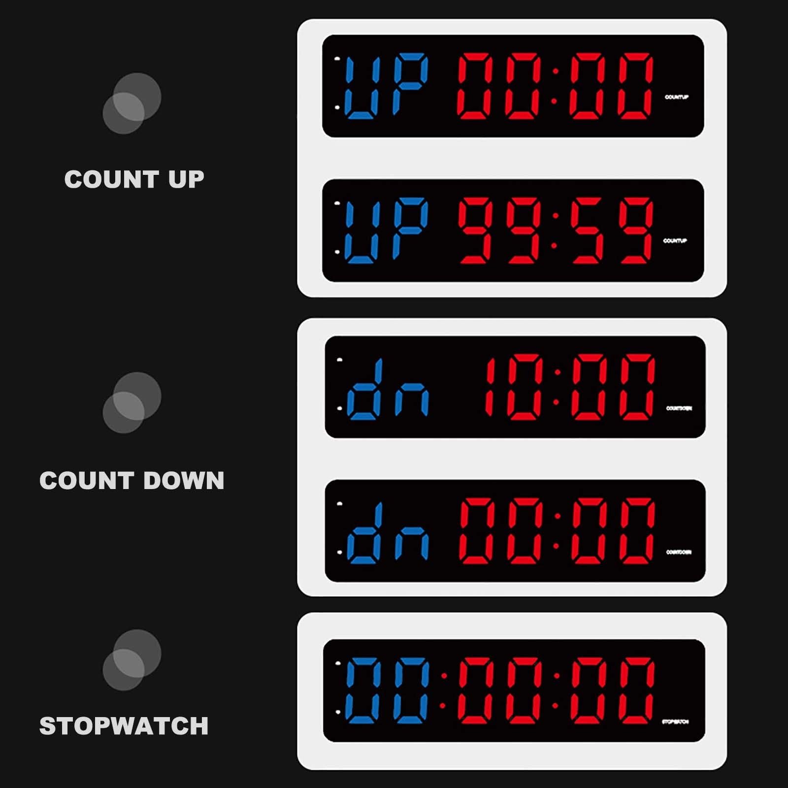 Timer fitness LED HIIT, trening interwałowy z pilotem - zegar odliczający/w górę 12,6 "x 3,5", 7 zaprogramowanych grup ćwiczeń, idealny do ćwiczeń na siłowni w domu w podróży na świeżym powietrzu(Plug