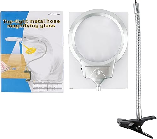 Miniatura 7 de Meichoon Lámpara de aumento con luz,Lupa de abrazadera,Mesa de clip brillante con luz LED lupa,para leer pintura de diamantes punto de cruz