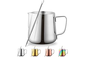 Kyraton Milk Frothing Pitcher 12oz - 350ml, Professional Stainless Steel Espresso Milk...