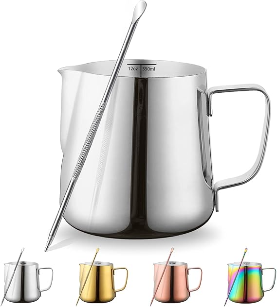 Milk Jug 12oz 350ml, Kyraton Stainless Steel Espresso Steaming Pitchers