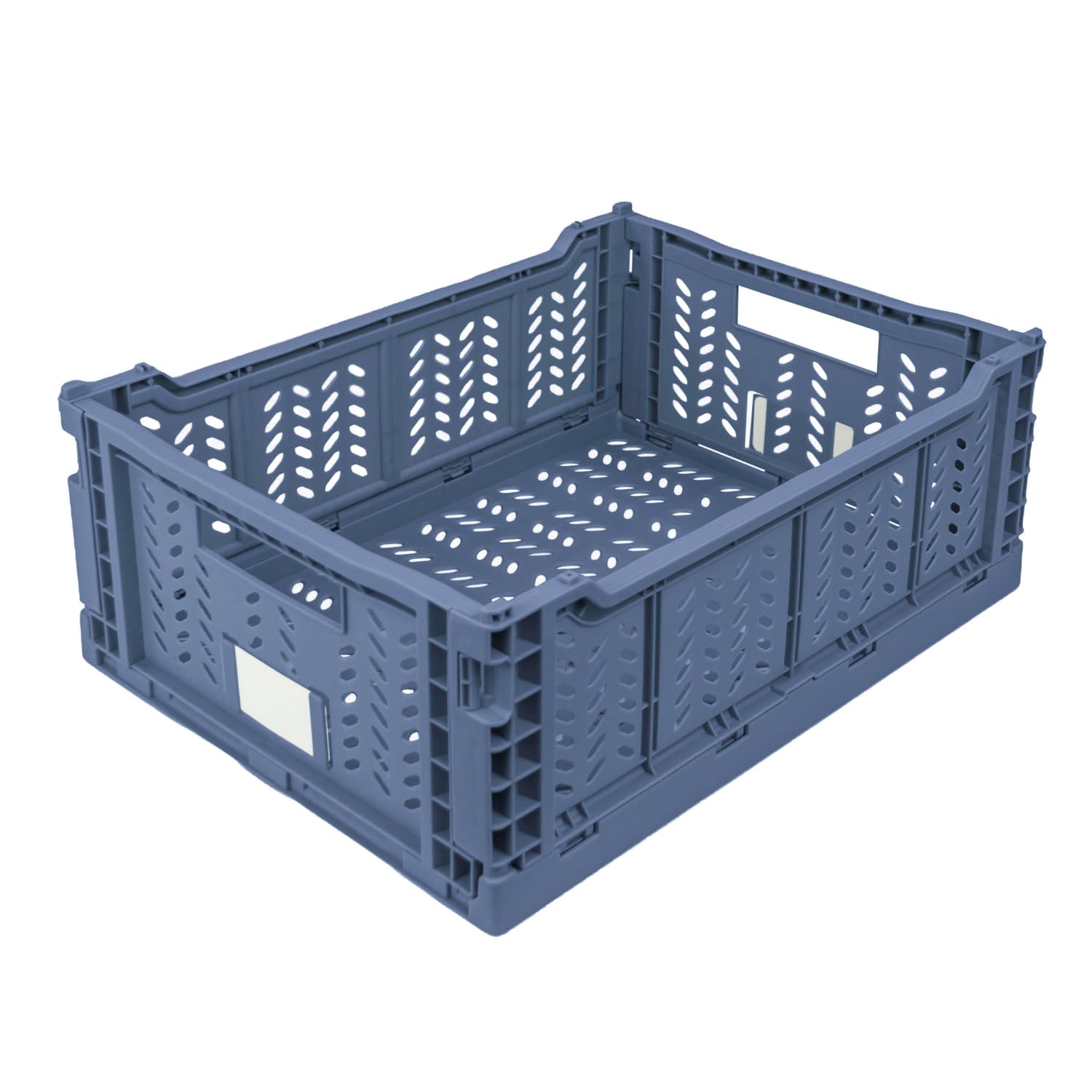 JVL Stackit Plastic Foldable Storage Crate – Large 14.5L Capacity – Collapsible Stackable Storage Box, Blue