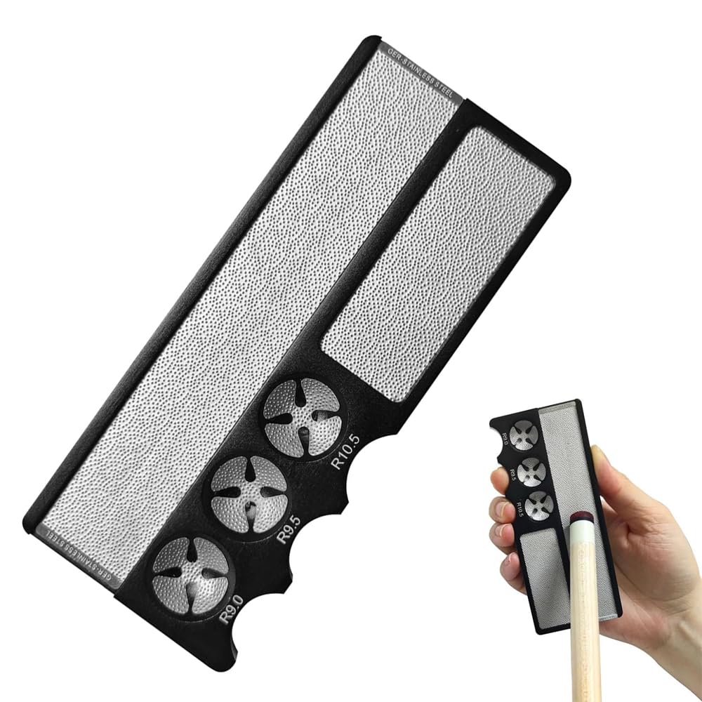 Azonee Pool Cue Tip Shaper, 4-in-1 Burnisher Billiard Stick Accessories Metal Repair Tool Multifunction Pool Cue Accessories Pool Cue Tips Replacement Kit