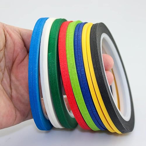 Miniatura 2 de JINBING Cinta adhesiva de papel de colores para pintar y dibujar y bricolaje, arte de uñas y hacer patrones, cinta de drapeado de 1/8 pulgadas x 16