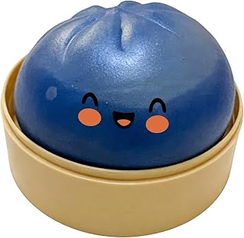 Glitter Dumpling Squish-y, 2026 Upgrade Dumpling Squish-y Mystery Boxes, Colorful Dumplings Stress Balls Fidget Sensory Toy, Stocking Stuffers with Food Steamer Stretchy Desk Toys Blue