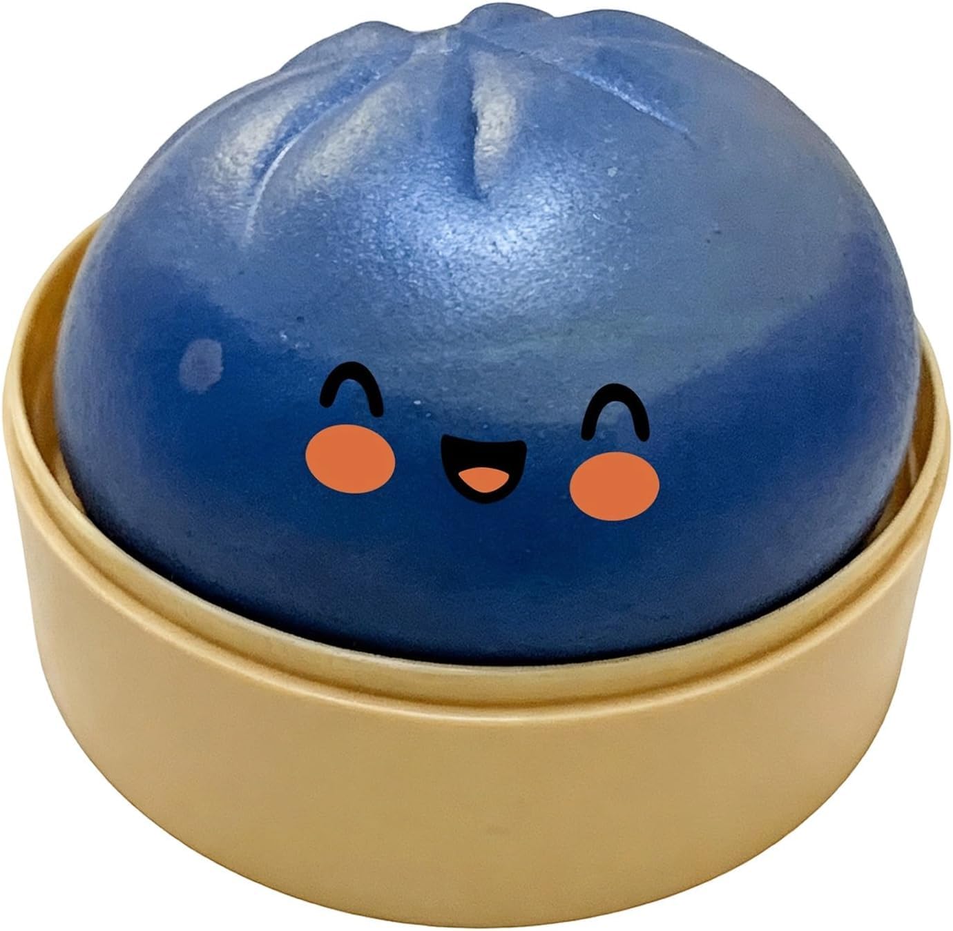 Giant Glitter Bun Squishys Toy, Stress Relief Bao Bun Squishys Squeeze Toy with Steamer, Fun Soft Squeeze Stress Ball Sensory Fidget Toys for Kids & Adults Party Favours Birthday Gifts Blue
