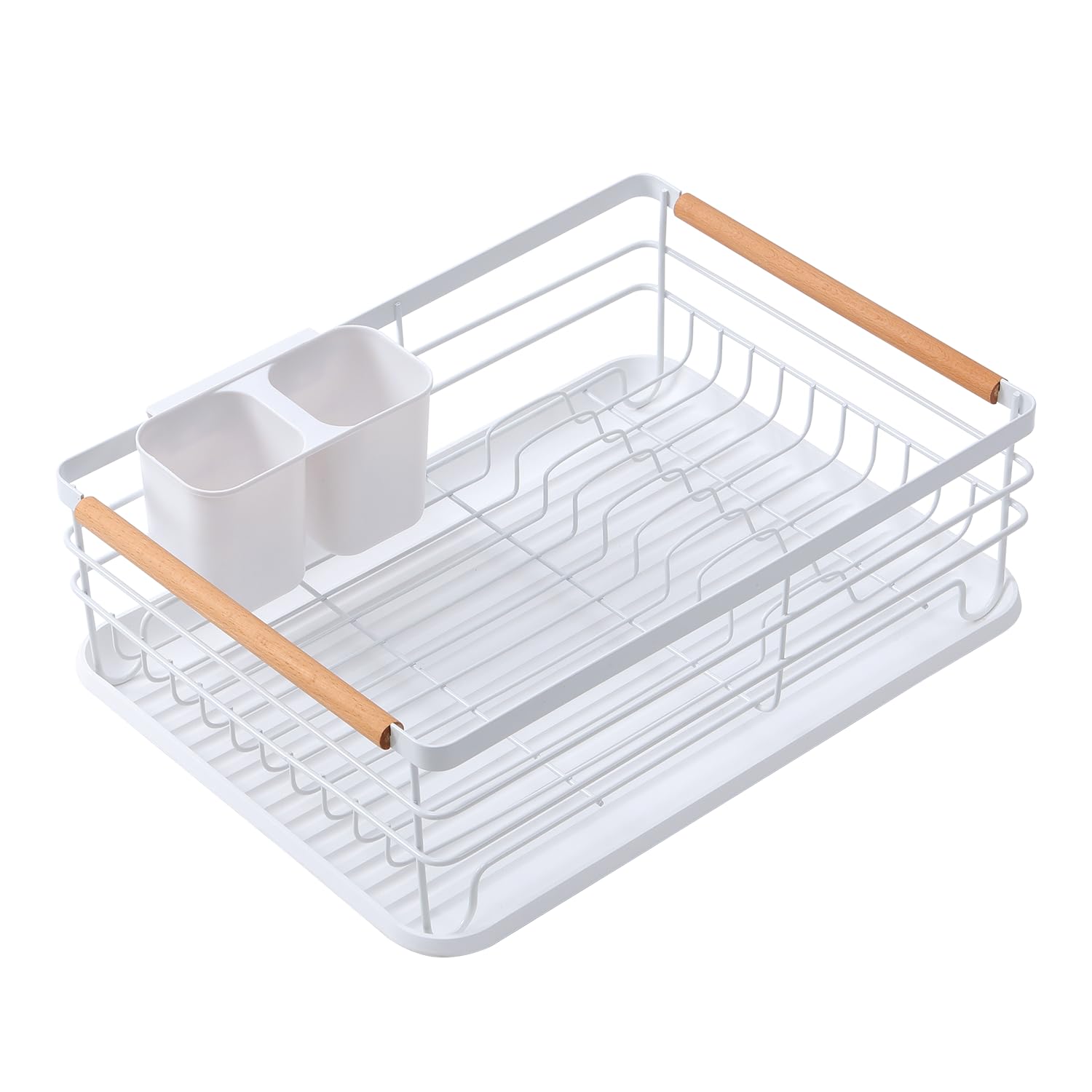Escurridor de platos con soporte para utensilios, gran capacidad, ahorra espacio, solución de almacenamiento para encimera de cocina para un secado eficiente de los platos