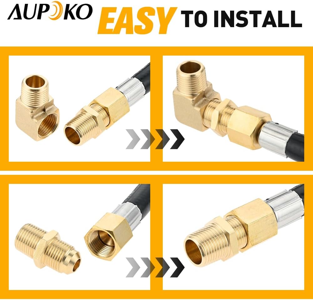 Aupoko F273684 12 FT Propane Hose with Regulator Compatible with mr Heater Big Buddy Heaters Replacement for RV, Gill, Gas Stove Gas Generator Two Stage Regulator 3/8" MP x 3/8" MF Fitting