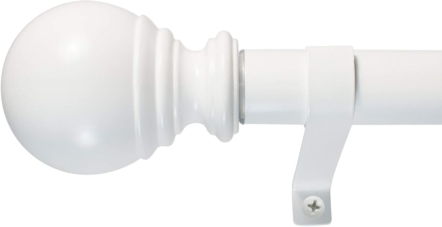 Decopolitan Ball Single Telescoping Drapery Rod Set, Long, Silver, 72 to 144-Inch : Home & Kitchen