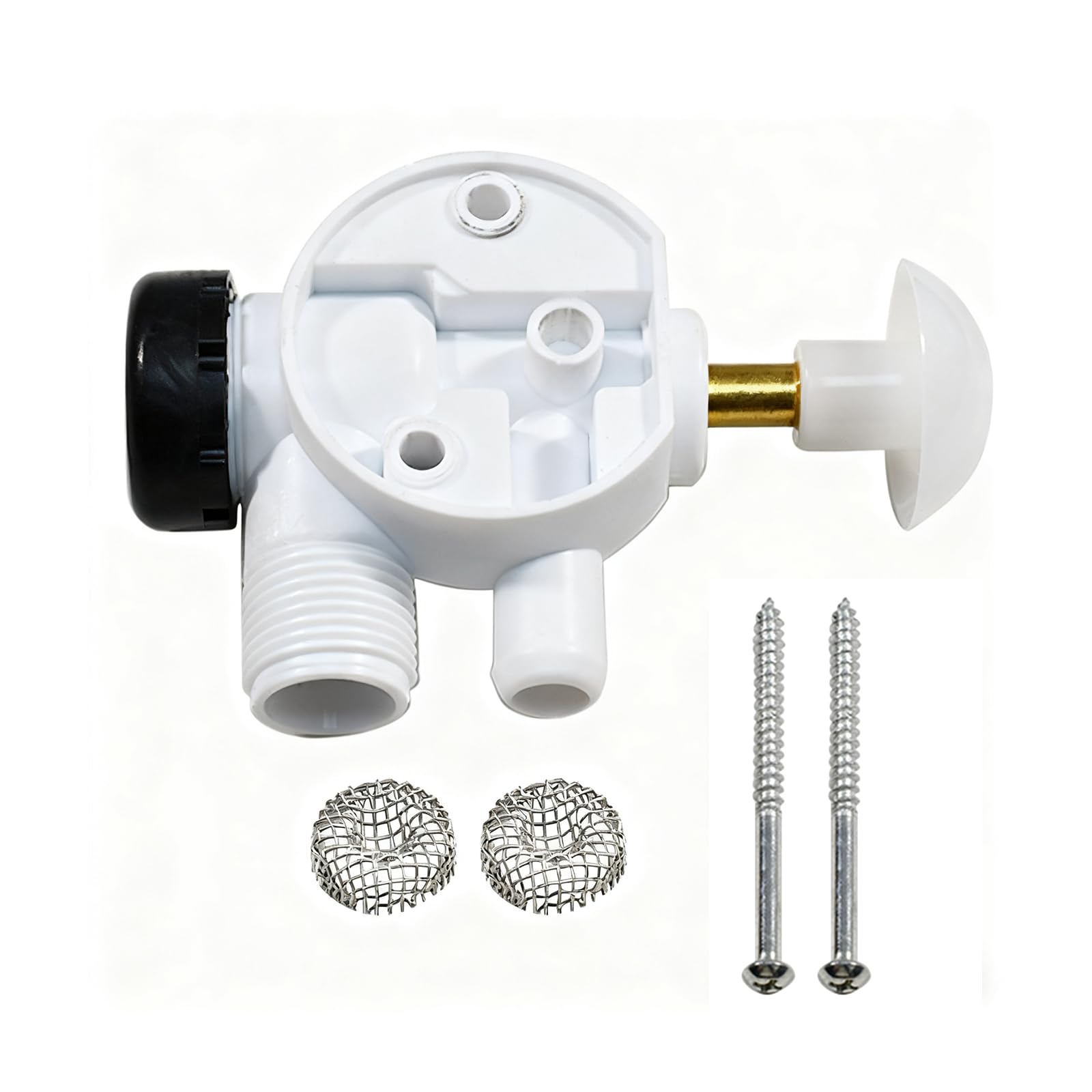 RV Toilet Water Valve Kit Compatible with Camper Trailer Boat Pedal Flush Toilets Stainless Mesh Filters & Screws 385314349