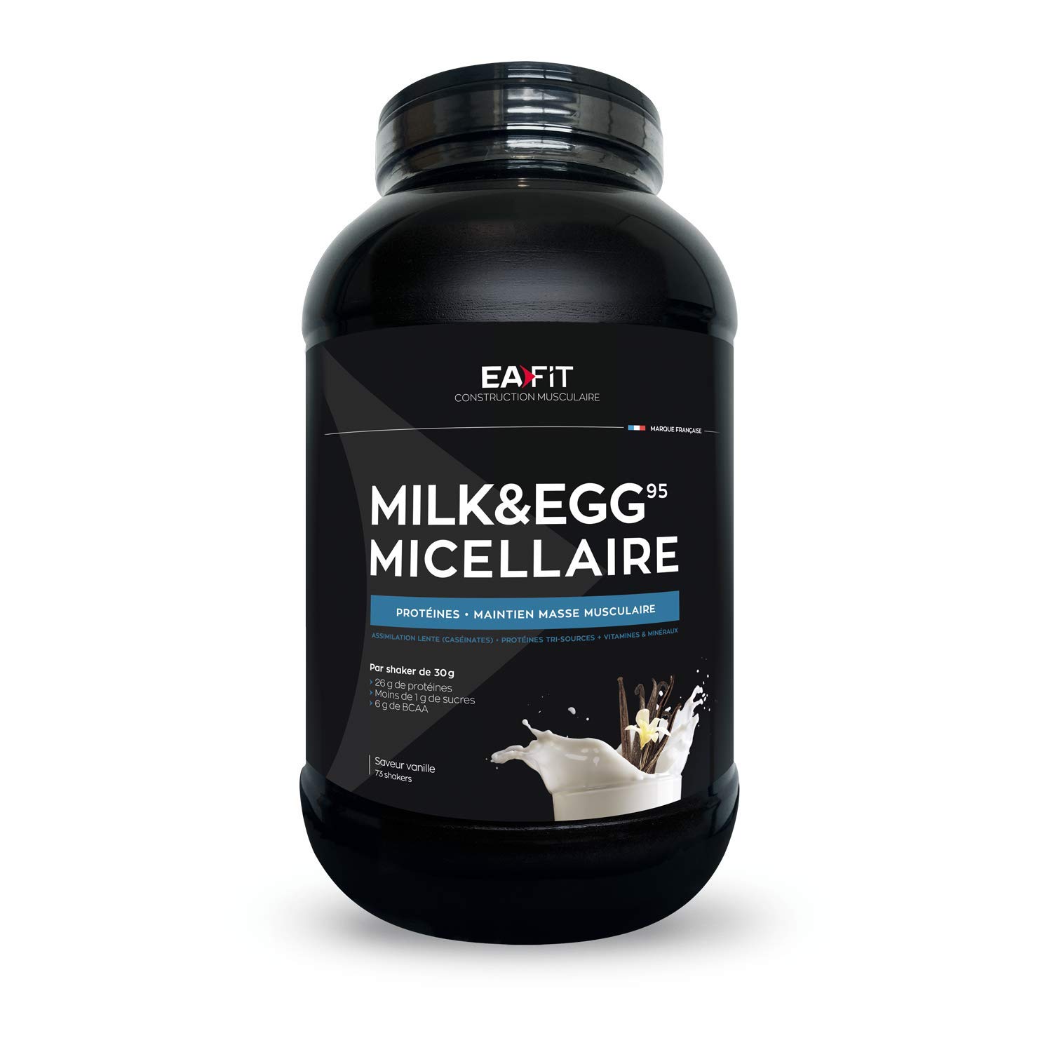 Milk Egg 95 Micellar 2,2kg, Vanille, Casein Protein, Muskelaufbauprotein, Erhaltung der Muskelmasse, Langsame Assimilation, Anti-Doping, 73 Portionen, Eafit