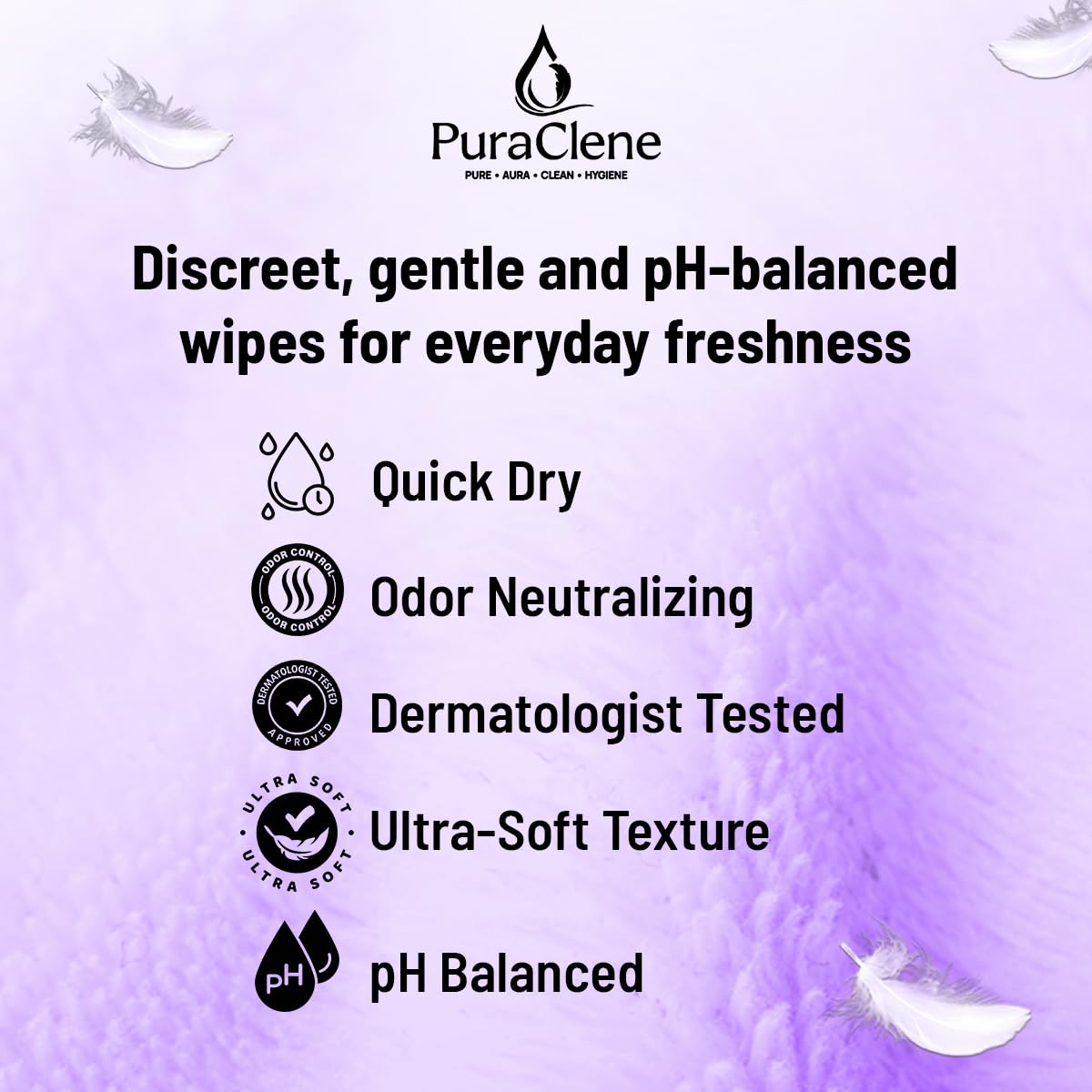 PuraClene Intimate Hygiene Wipes for Women, 50 Wipes 2