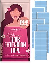 LUMORIA 144 Pcs Hair Extension Tapes Double Sided Ultra Hold - Tape Hair Extensions, Tape Extensions Hair Tape, Hair Tapes, Tape-In Extension Retape, 4 x 0.8cm Pre Cut Tabs