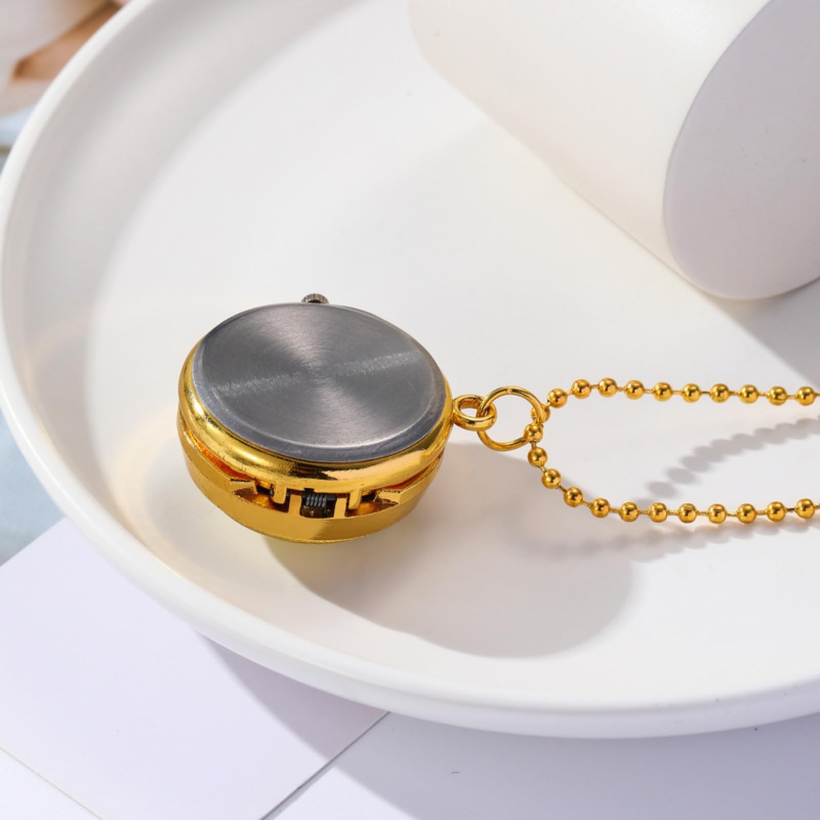 Reloj de Bolsillo, Reloj de Bolsillo Giratorio con Forma Concha, Reloj Collar, Colgante