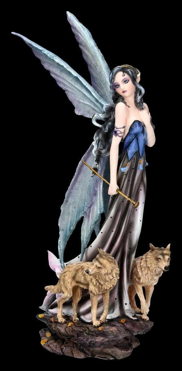 Figuren Shop GmbH Elfes Fantasy-Figur - Elanor avec Licorne Fée, Ange, Ailes pour Encastrer, B 32 CM