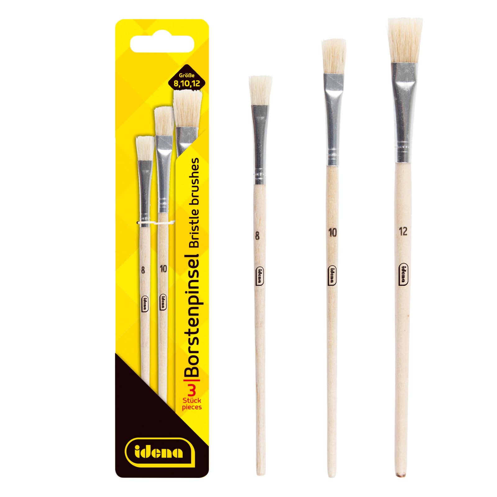 Idena 60106 Pinceaux à poils set de 3 tailles 8 10 12
