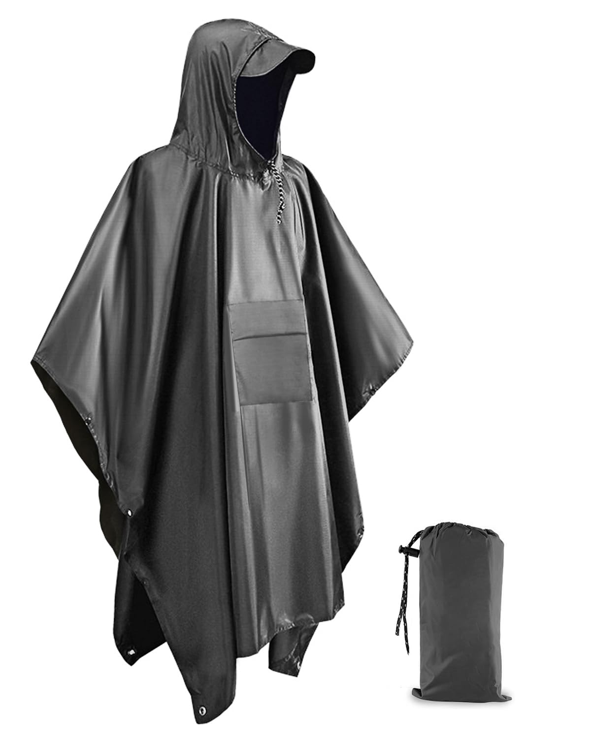 Snowalva Unisex Grey Festival Poncho Waterproof Adult Reusable Poncho Waterproof Adult Lightweight Breathable Durable Environmentally Friendly Raincoat With Brim For Outdoor Hiking Camping Cycling Traveling
