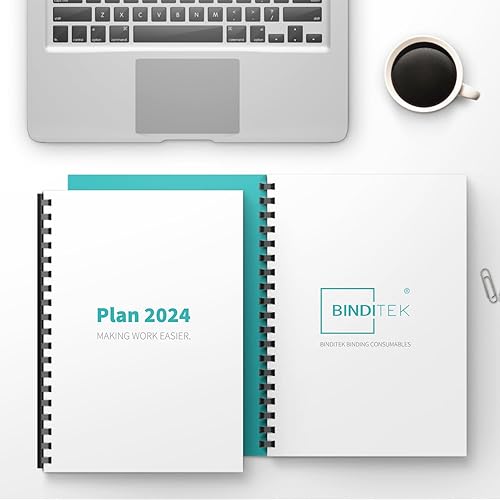 Miniatura 4 de Binditek Paquete de 10 espinas de encuadernación de peine de plástico, 1 pulgada de diámetro, capacidad de 225 hojas, tamaño carta, peine de