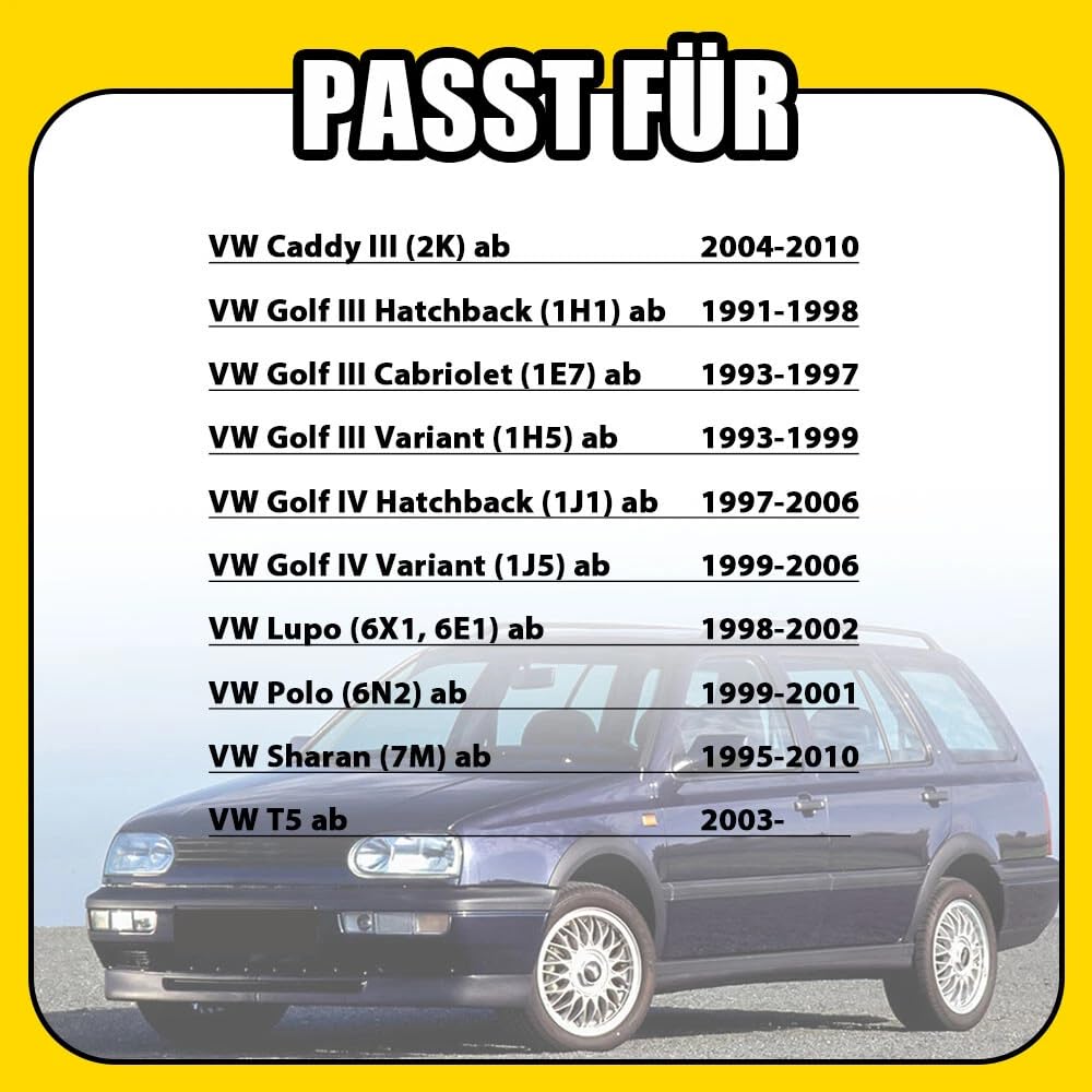 1J6827565B Heckklappe Griff Schloss + 2x Schlüssel, Heckklappengriff mit Schloss Heckklappengriff Ersatz für 2006-2014 Golf 4 1J1 1J5 Lupo 6X1 6E1 Polo 6N2 Transporter T5 T6 Ca-dd-y III 1J6827565A
