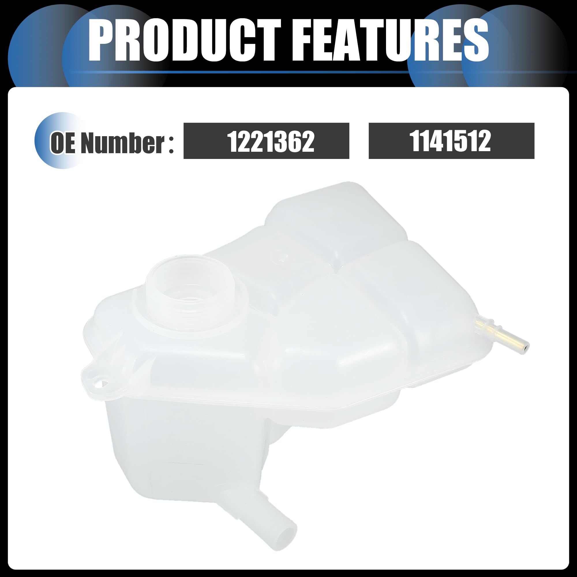 Depósito de expansión de agua para refrigerante, botella de desbordamiento de recuperación de líquido refrigerante del motor n.º 1221362/1141512 para Ford Fiesta MK6 2001-2008, color blanco,
