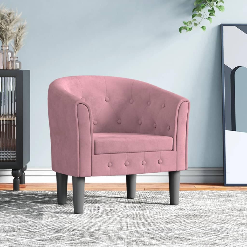 vidaXL Sillón, Silla con Respaldo Reposabrazos, Butaca de Relax Descanso TV, Asiento para Salón Oficina Dormitorio, Terciopelo Rosa