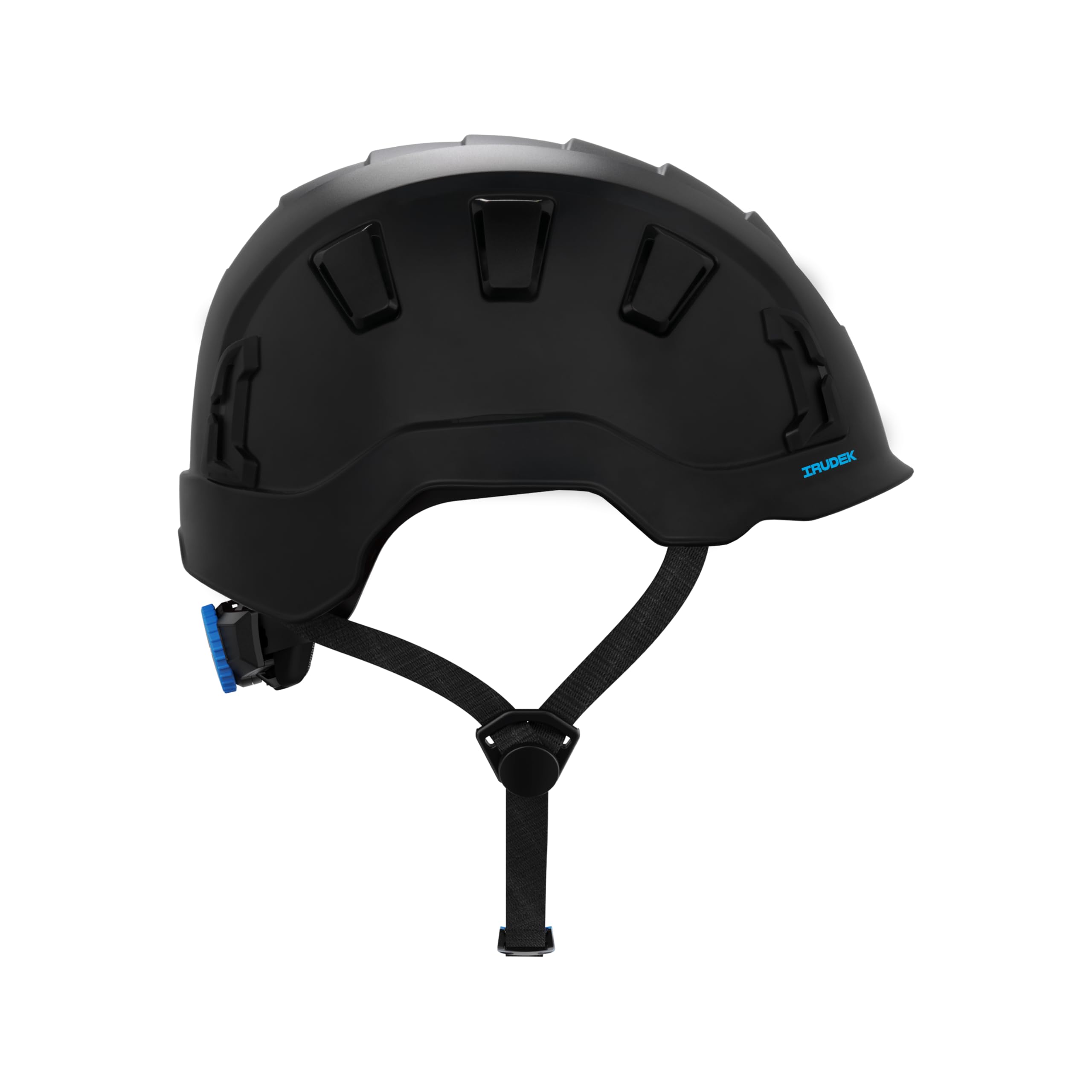 Irudek OREKA II Vent Negro – Casco ventilado para Trabajos en Altura, ABS Ultraligero, barboquejo Ajustable, Ranuras universales 30 mm, Chip NFC Integrado, Certificado EN 397 y EN 12492