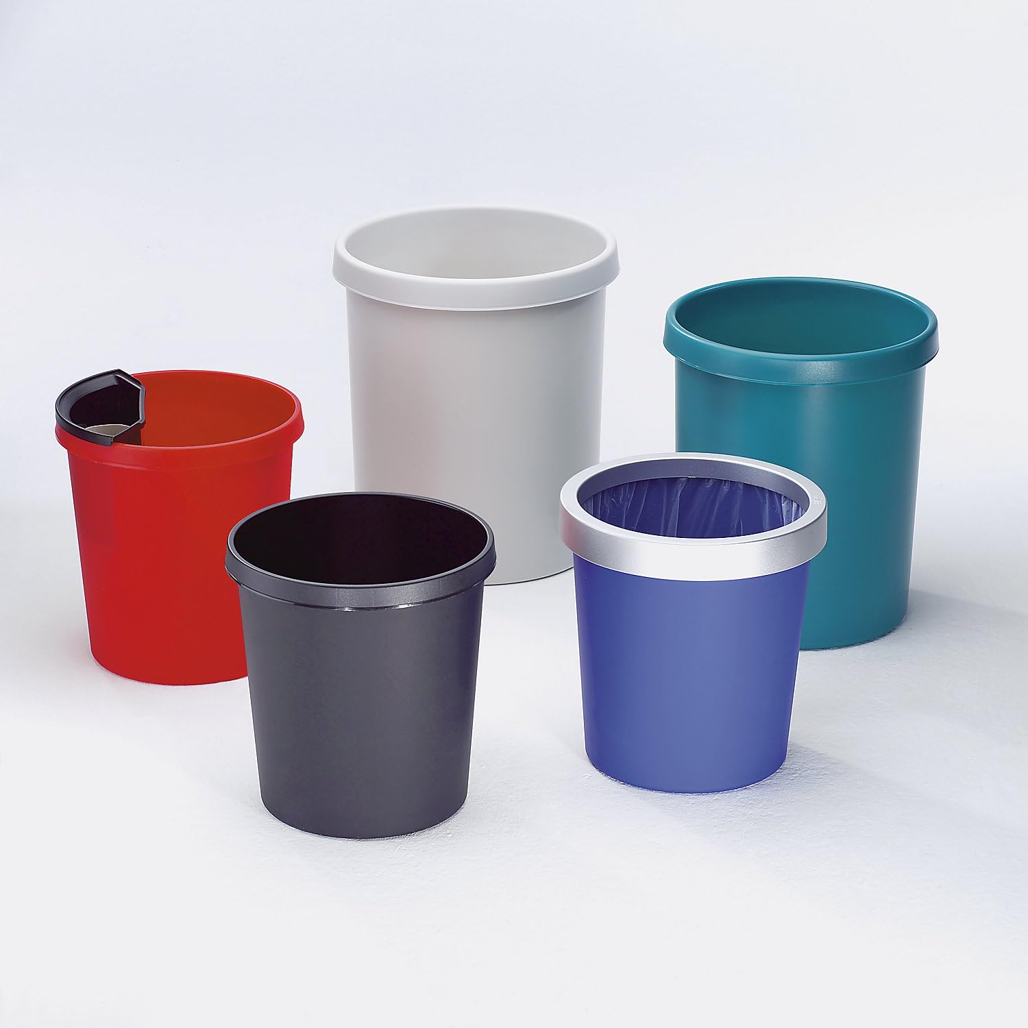 helit Kunststoff-Papierkorb - Inhalt 30 l, Höhe 405 mm, VE 5 Stk - schwarz, VE 5 Stk - Abfallkorb Kunststoffabfallsammler Papiereimer Papierkorb