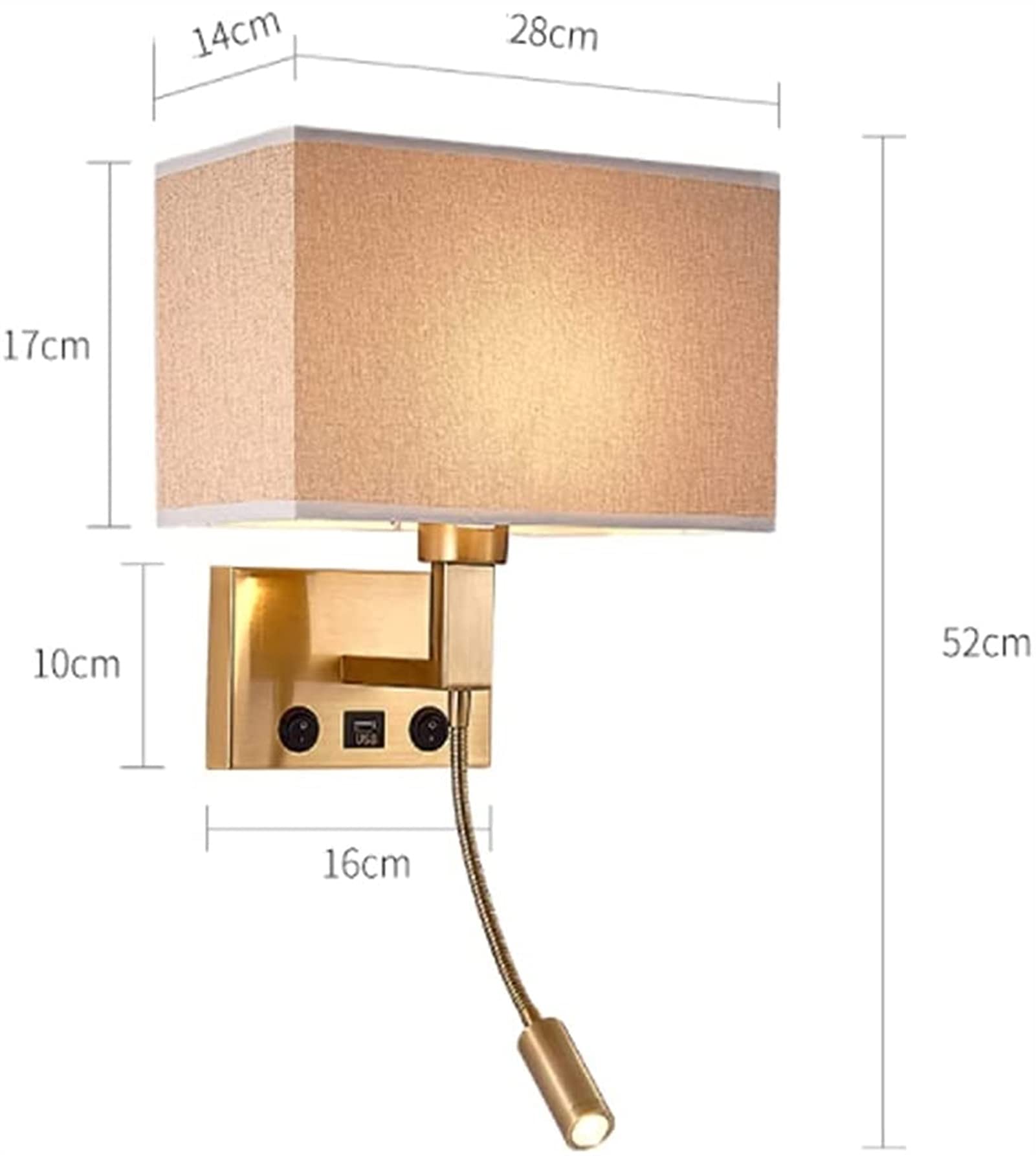 Applique Da Parete Con USB - Lampada Da Letto Moderna In Tessuto Con Presa Di Ricarica - Foto 7