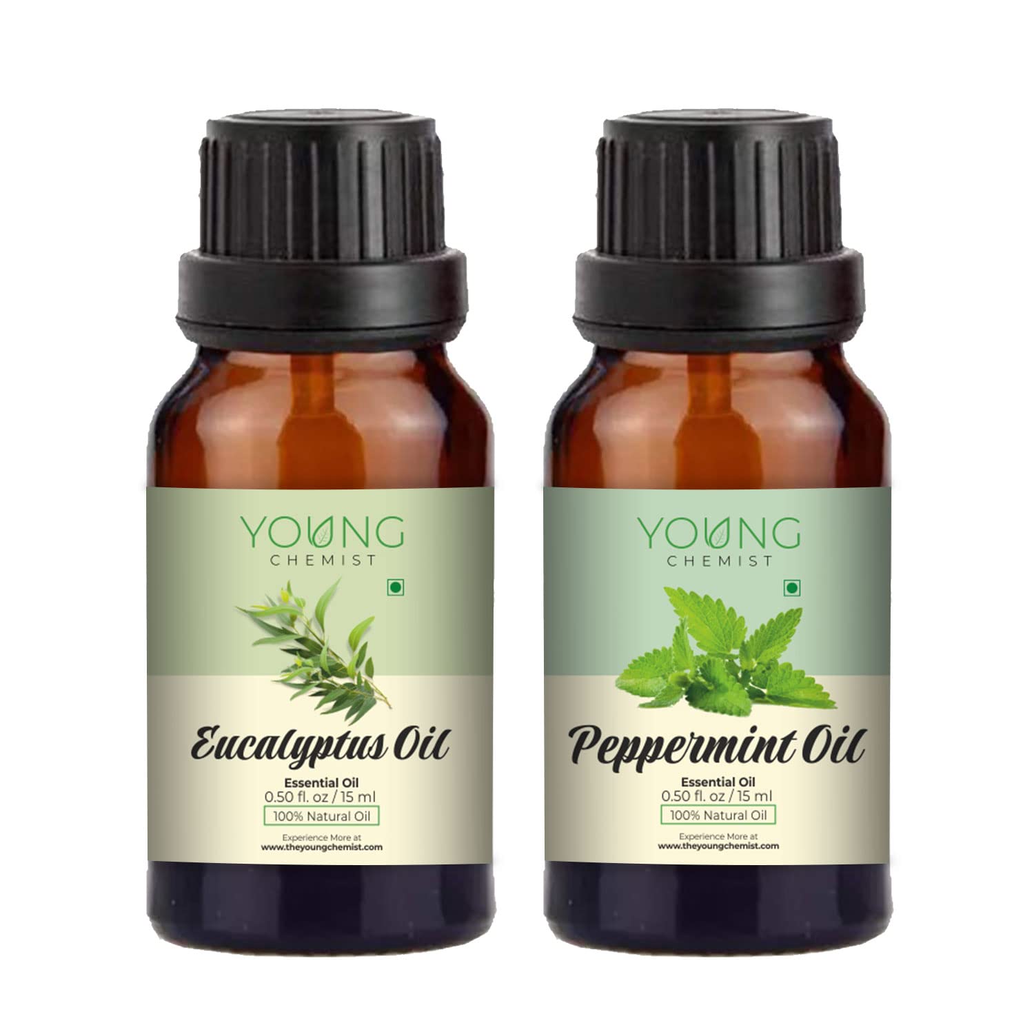 Young Chemist Eucalyptus & Peppermint Essential Oils | Pack Of 2 (15 ml each) | 100% Pure, Undiluted, Natural And Therapeutic Grade - Perfect for Aromatherapy, Skin Therapy - 2x15ml (B0BNPT1THS) Amazon Price History, Amazon Price Tracker