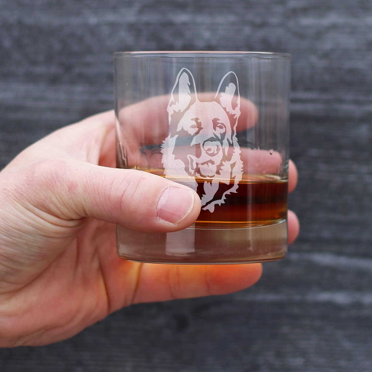 German Shepherd Happy Face - Fun Whiskey Rocks Glass Gifts for Men & Women - Unique Whisky Drinking Tumbler Decor - Image 4