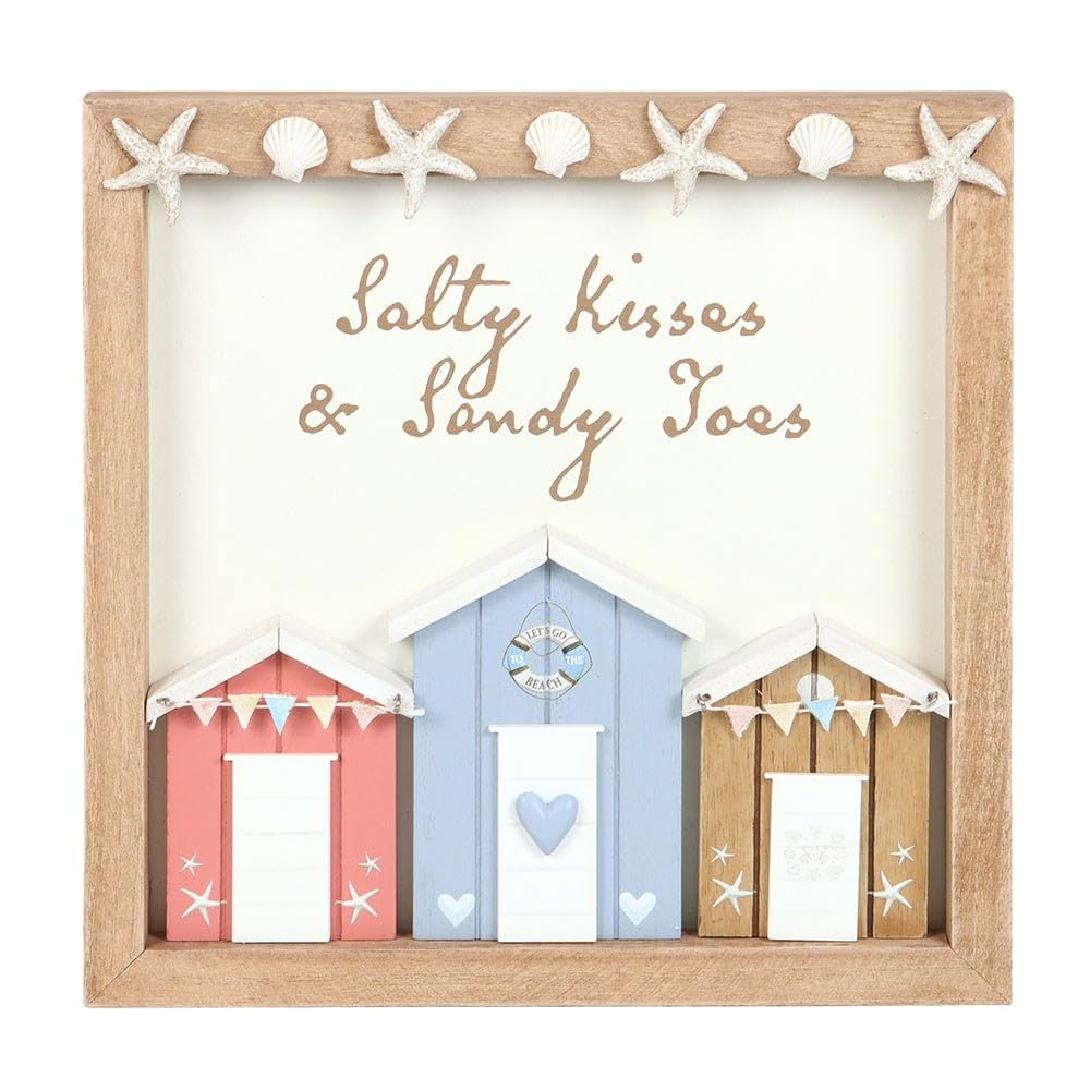 Something Different Multicoloured Salty Kisses And Sandy Toys Shell Beach Hut Plaque (One Size) (Multicoloured)