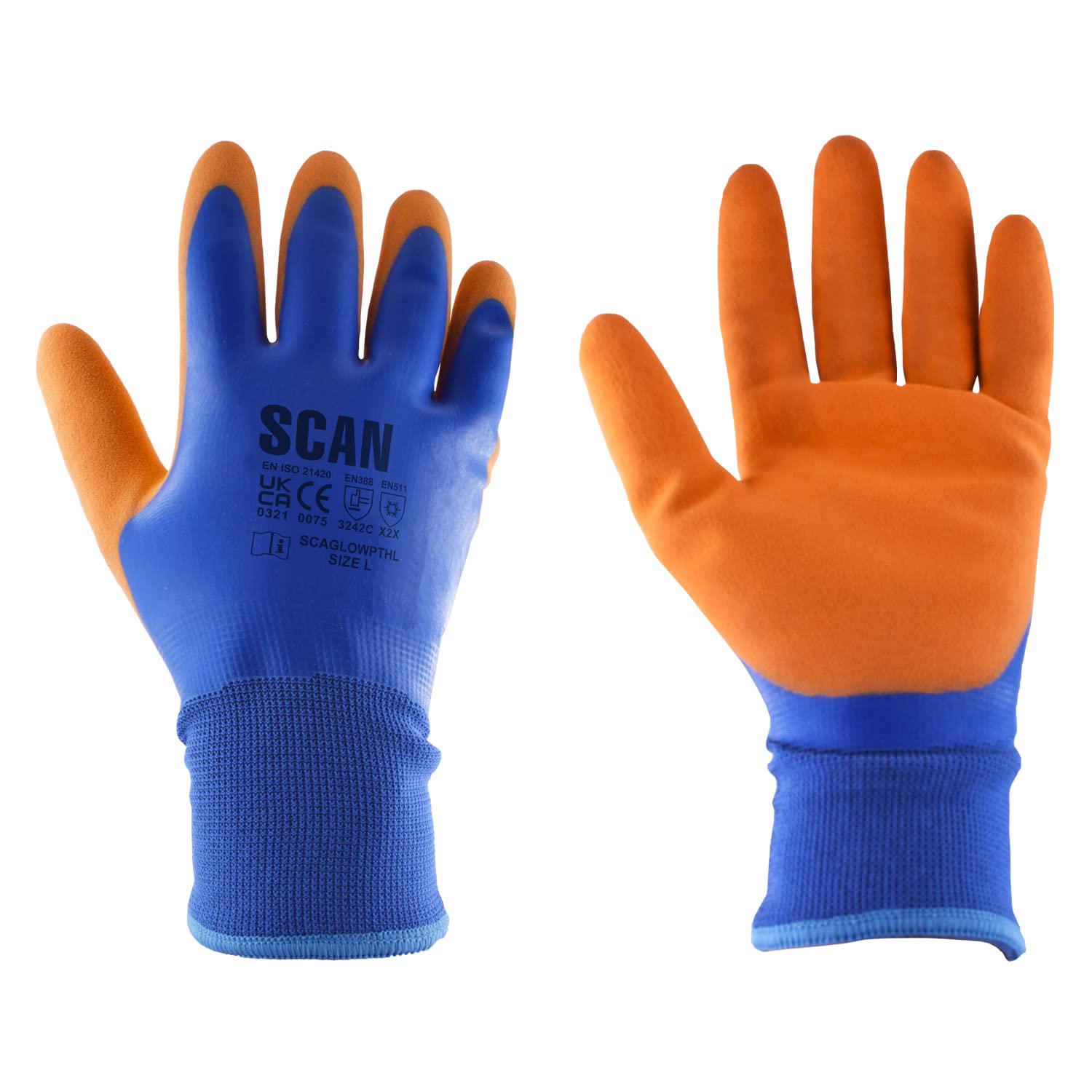 Scan Blue / Orange Thermal Waterproof Latex Coated Gloves