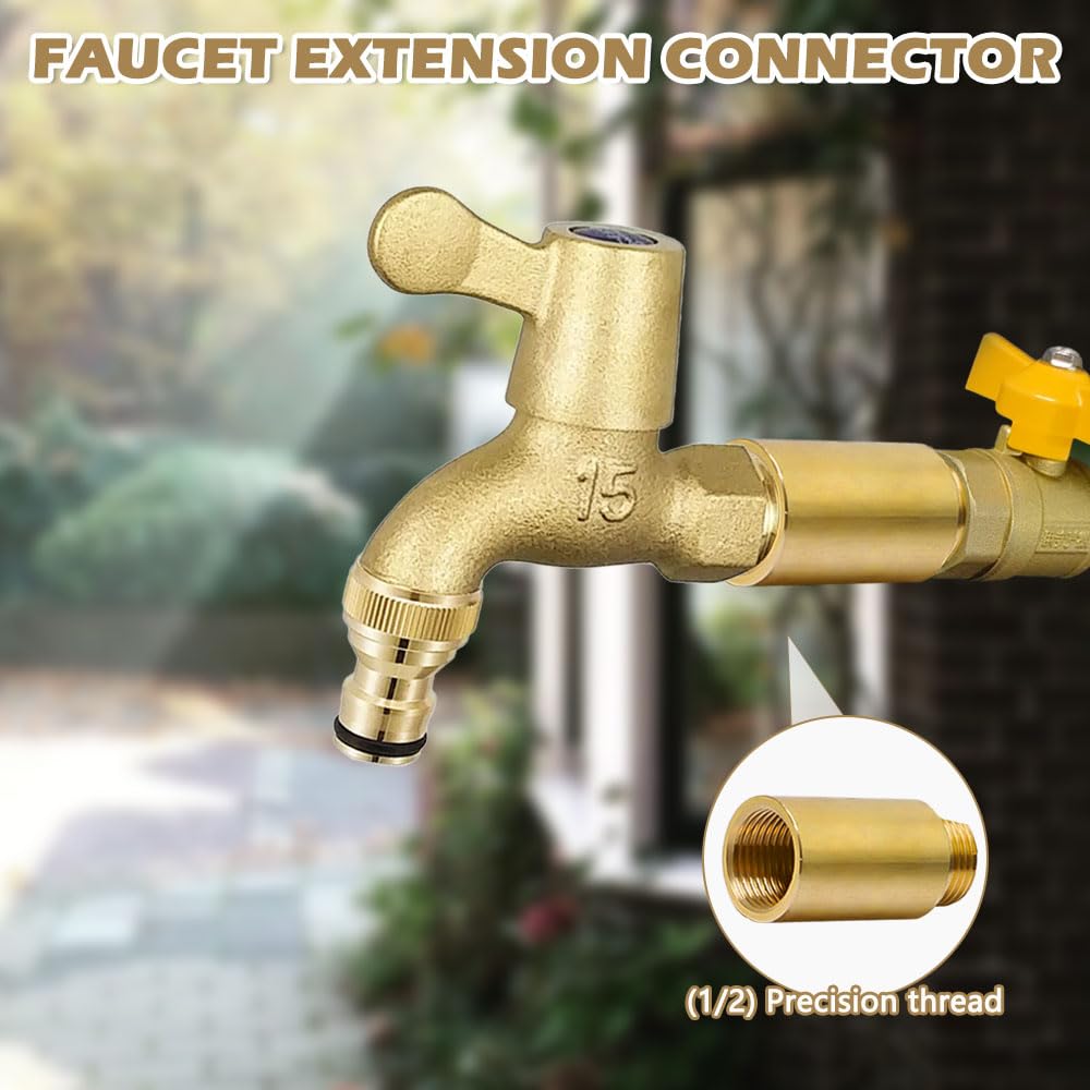 Hahnverlängerung 1/2 Zoll RohrverläNgerung Messing 1/2" Solide Gewindefitting Messing mit Innengewinde und AußEngewinde für Wasserhähne und Duschköpfe (40mm,50mm)