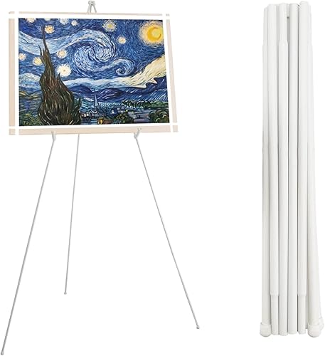 Miniatura 8 de Soporte de caballete grueso para cartel de boda y póster de 63 pulgadas, caballete portátil para exhibir arte caballete para piso, soporte de