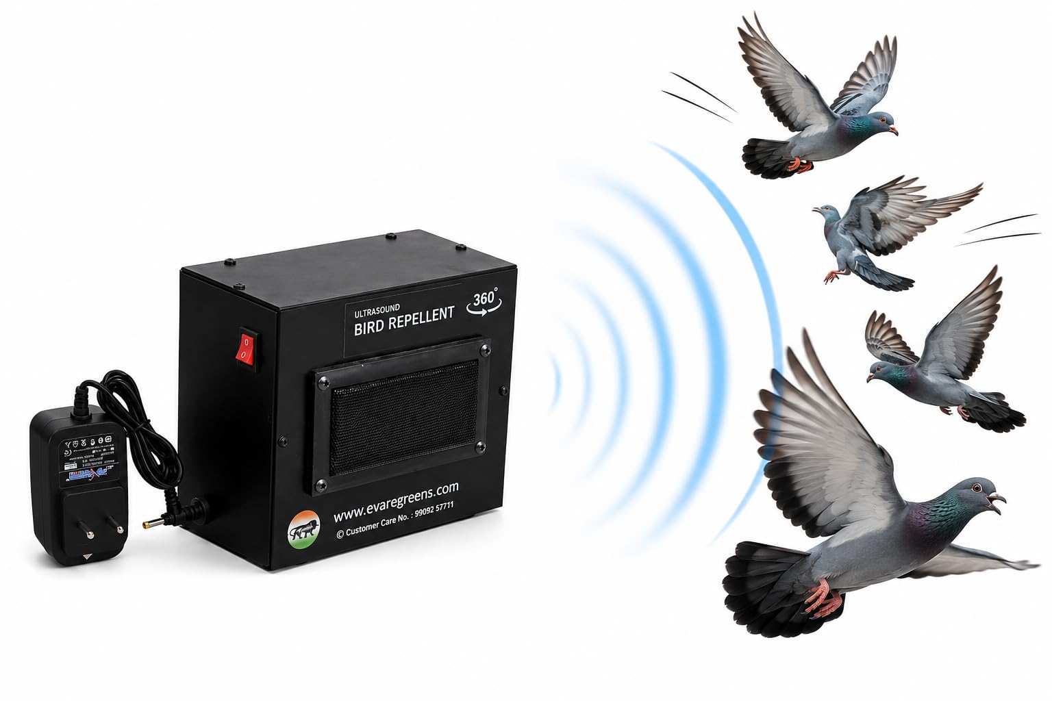 Ultrasonic Bird Repellent Machine 360 Degree Coverage Bird Deterrent Device for Farm Warehouse Garden Rooftop Factory Pigeon Crow Up to 5000 Sq Ft | Noisy Machine Better for Industrial Use | Pigeon Deterrent, Plug-In Powered, All Directions Protection, Ultrasonic Sound Waves, Indoor & Outdoor Use-image-30
