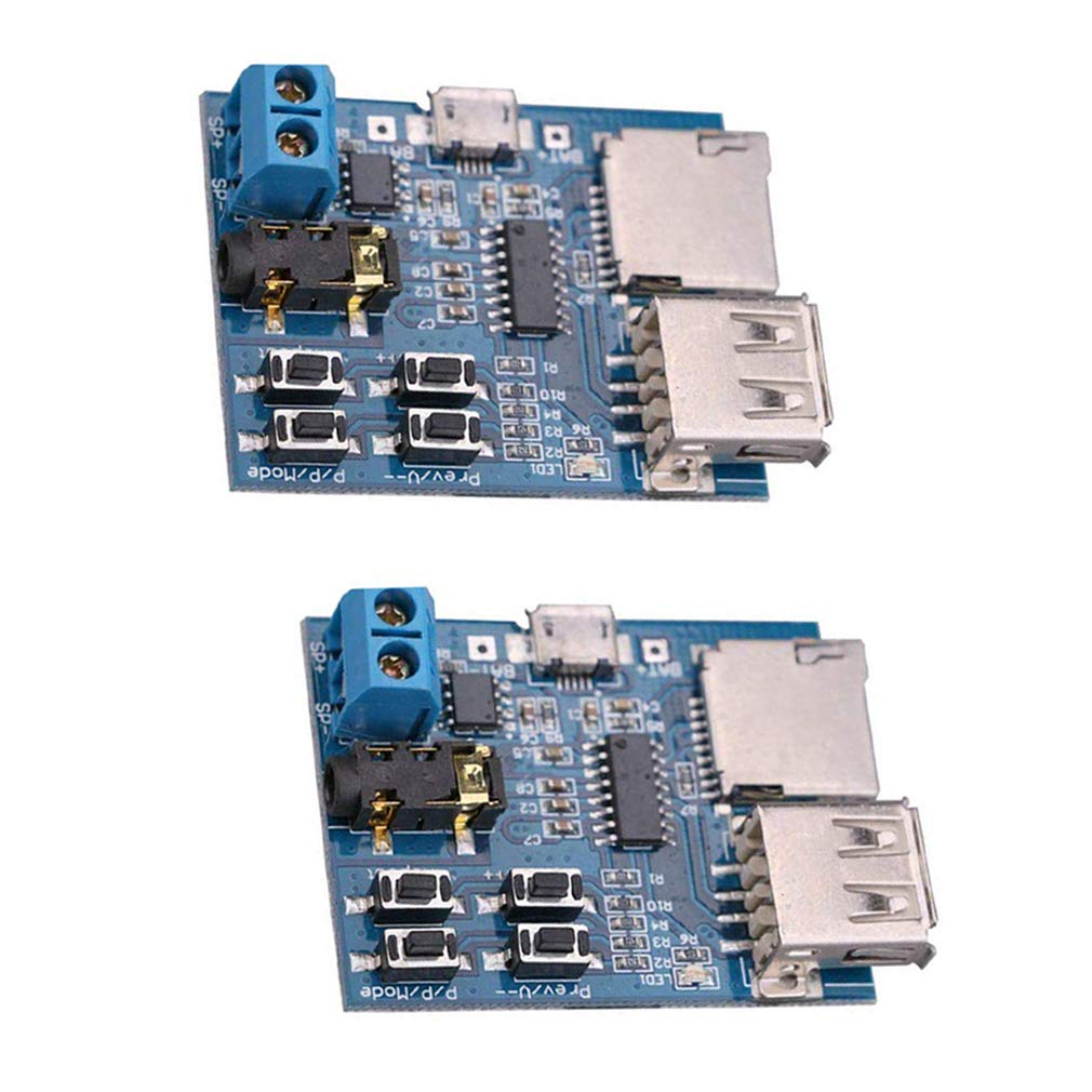 Hailege 2個セット TFカードUディスク再生MP3デコーダプレーヤーモジュールオーディオアンプ付きオーディオデコードプレーヤーモジュールマイクロUSB 5V電源