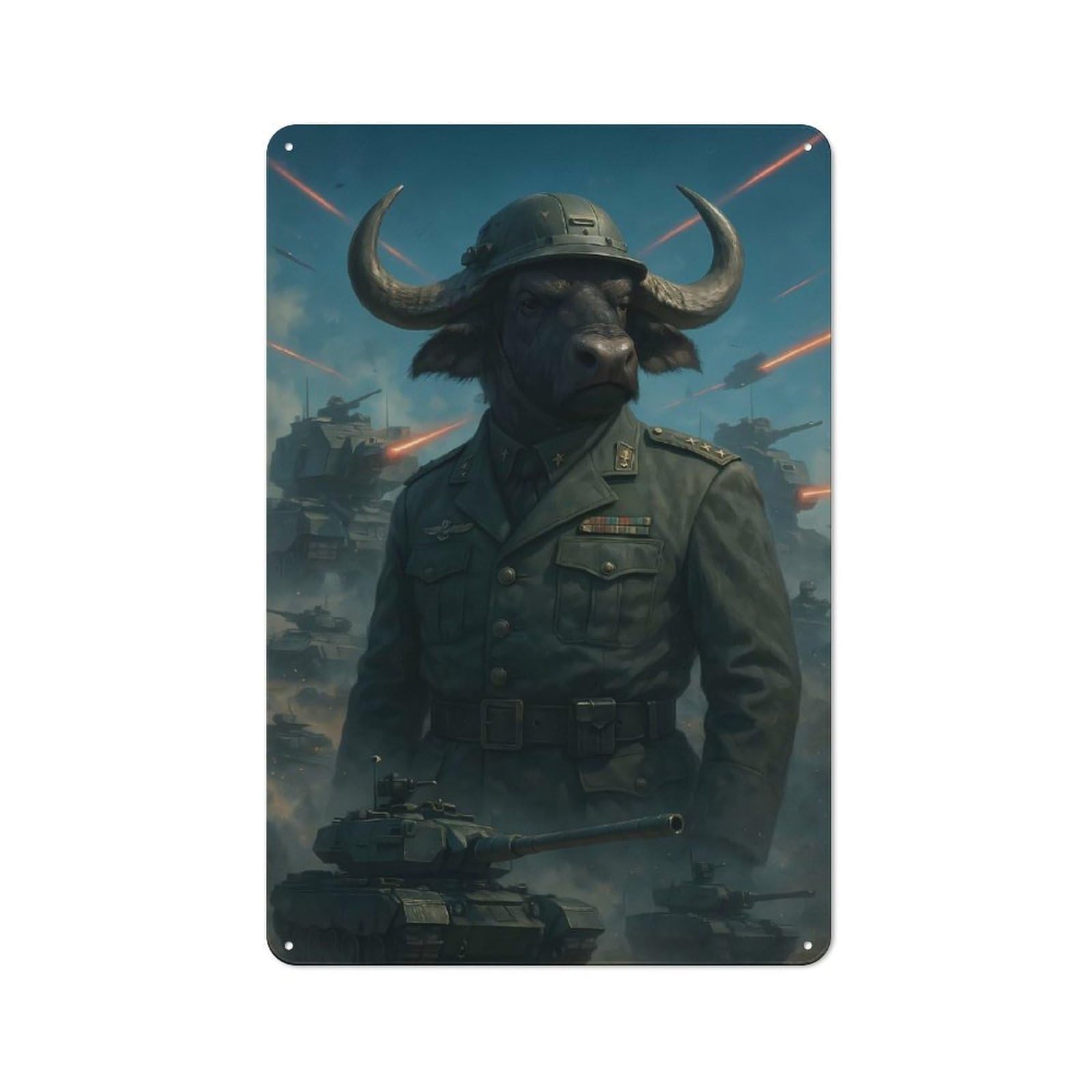 Decorative Metal Plaque with Buffalo Soldier in Military Uniform Design 30x20cm, Warehouse Style Loft Wall Plaque for Flat, Bar, Studio Or Gallery Wall