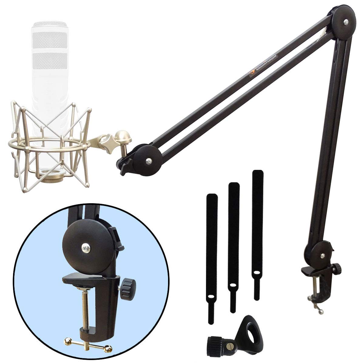 keepdrum MS138 Gelenkarm-Stativ Mikrofonarm + MS088SV Mikrofon-Spinne für Rode Mikrofone