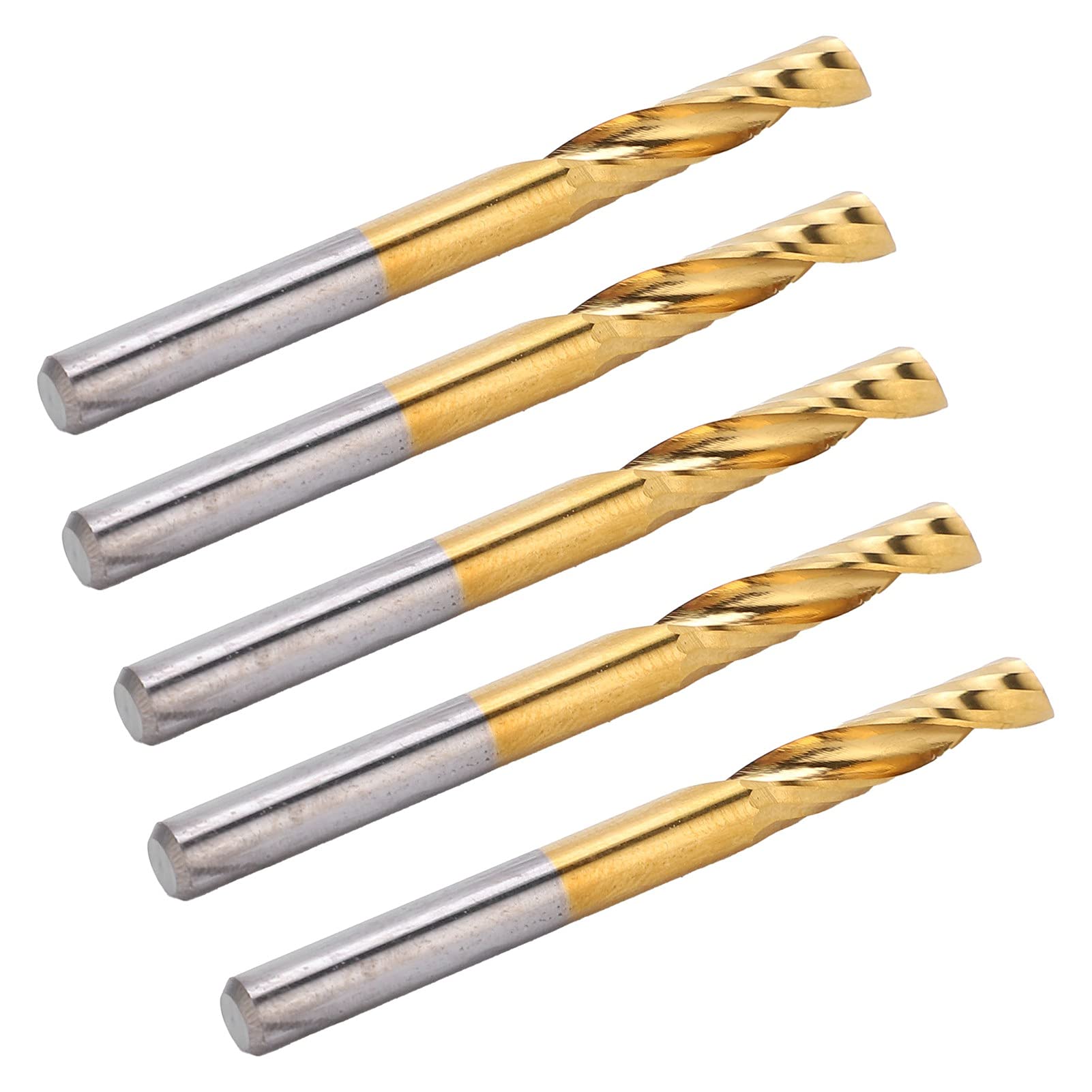 Set di 5 Punte per Fresa CNC a Spirale, in Acciaio Ad Alta velocità Placcato in Titanio, 4 X 17 X 45 Mm, per Taglio di Alluminio, Ottone, Rame, da Parte di Utenti e Officine CNC
