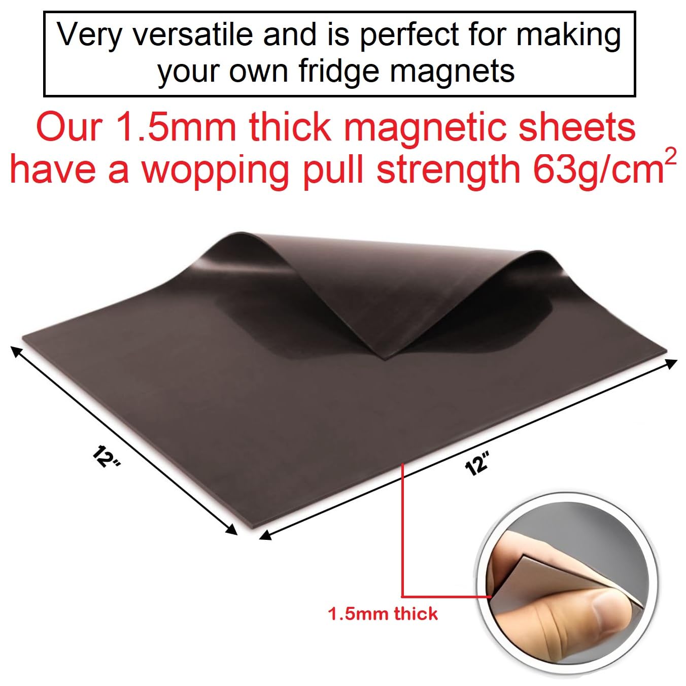 PEPL 4 Pack Flexible Magnetic Magnet Sheet (Size: 12X12 inch) Non Adhesive, Large Size, Easy-to-Use for DIY Art and Crafts, Create Your own Photo Fridge Magnets 1.5mm Thickness 1
