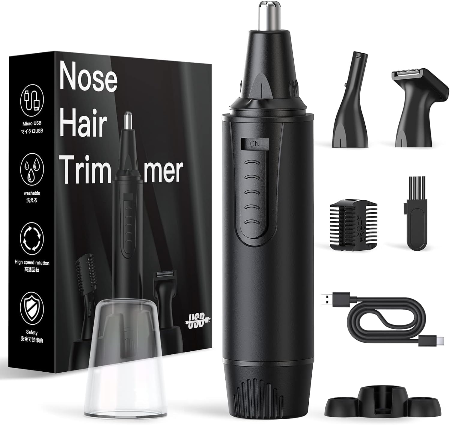 XOOMRSCP Nose Hair Trimmers for Men，Rechargeable Hair Trimmer 3 in 1 Painless Multifunctional Ear and Nose Hair Trimmer with IPX7 Waterproof Dual Edge