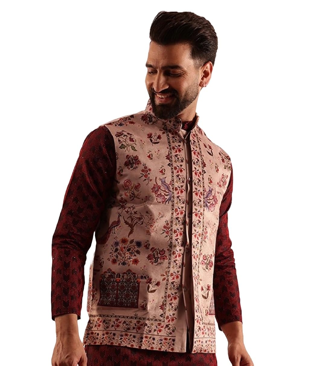 (Since 1958 Men's Velvet Nehru Jacket With Paisley Print
