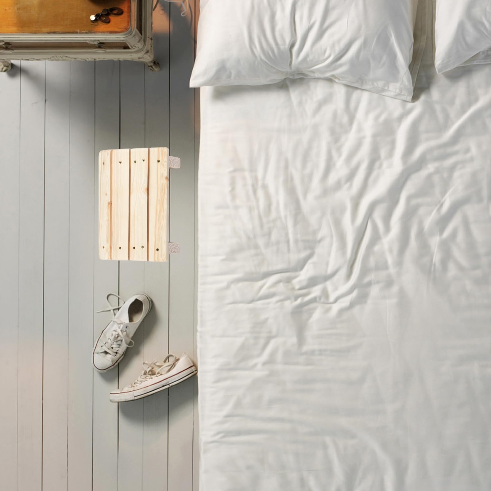 ULTECHNOVO Poggiapiedi e Offre uno Stoccaggio Pratico in Legno Massello Inclinato Sgabello Poggiagambe Robusto Migliora Comfort per Ufficio e Casa