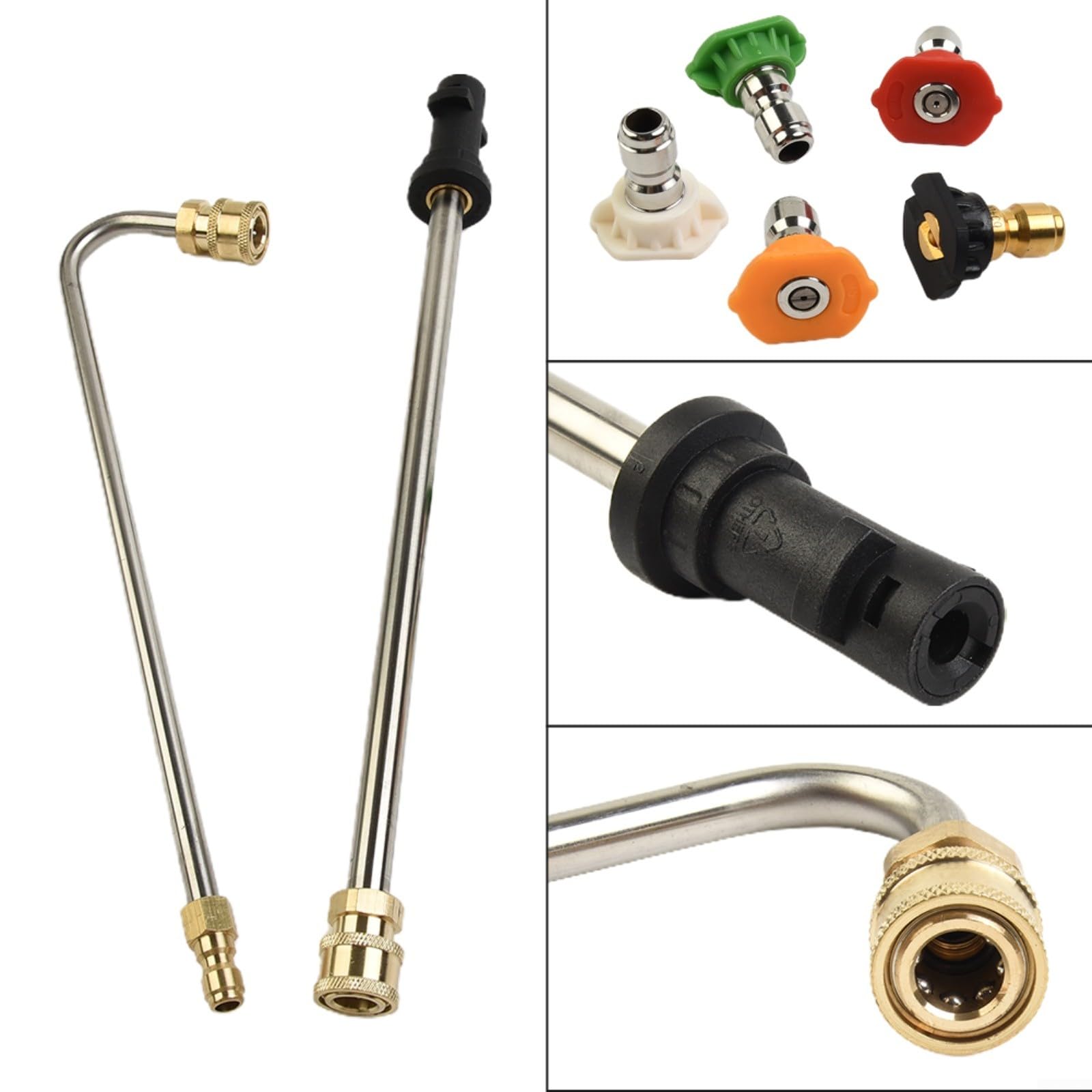 Juego de accesorios para lavadora de alta presión con extensión de ángulo de 74 cm y 5 boquillas (0° – 65°) hasta 4000 PSI para Kärcher K2-K7