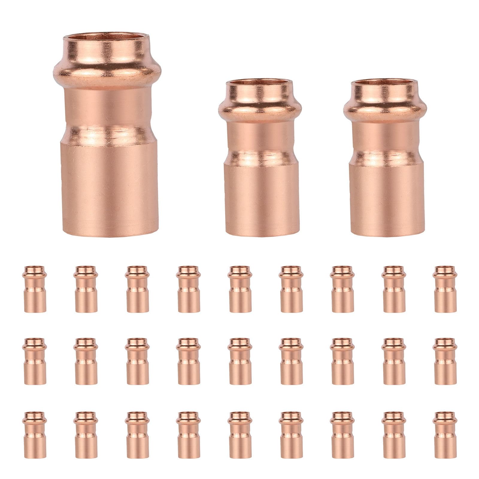 Paquete de 30 reductores de buje de Cobre prensado GUOFIS de 1-1/2" FTG x 1", buje de Cobre prensado para plomería, transición de tamaño de tubería en Sistemas de Agua y HVAC.