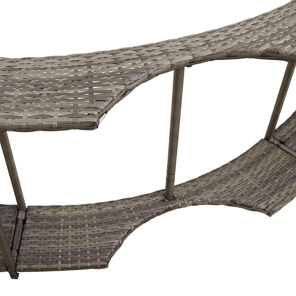 Mangloder - Bordo per vasca idromassaggio con vano portaoggetti, in polyrattan grigio, scala in legno di acacia, accessorio per esterni per idromassaggio, vasca idromassaggio, piscina fuori terra, spa